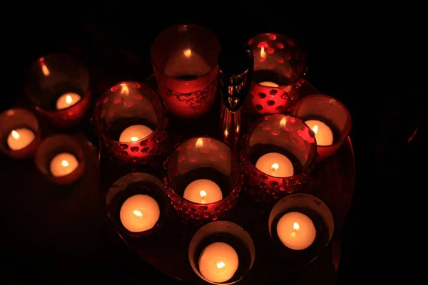 Red Candles Votive Lights — Stok fotoğraf