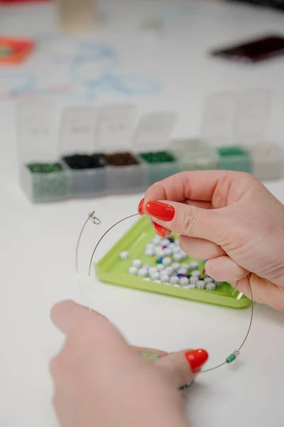 Jewelry Making Beading Process Fashion Creativity Handmade Concept — Stok fotoğraf