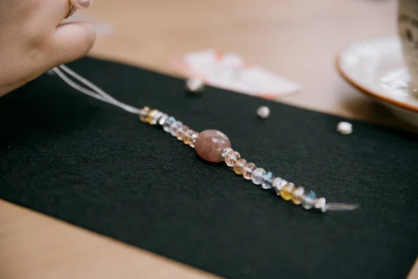 Jewelry Making Beading Process Fashion Creativity Handmade Concept — Stockfoto