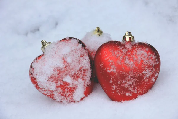 Red Heart Shaped Ornaments — Zdjęcie stockowe