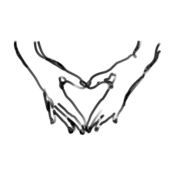 Wektorowa Ilustracja Palca Tworzącego Symbol Serca Szkic Rysowany Ręcznie — Zdjęcie stockowe