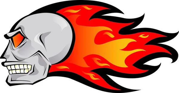 炎の頭蓋骨 カラフルなベクターイラスト — ストックベクタ