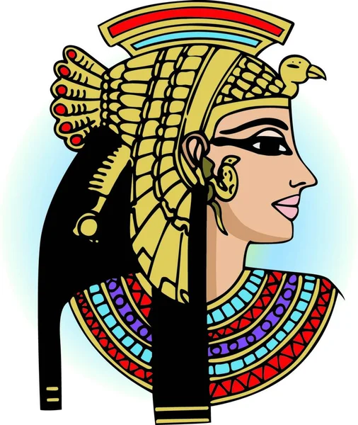 Kleopatra Kopf Bunte Vektorillustration — Stockvektor