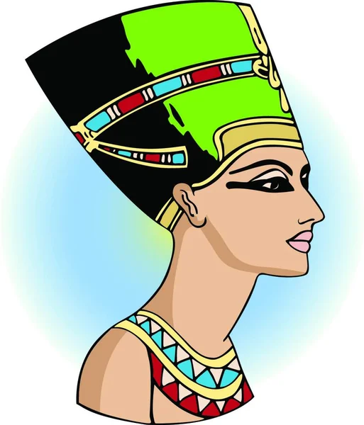 Nefertiti Huvud Färgglada Vektor Illustration — Stock vektor