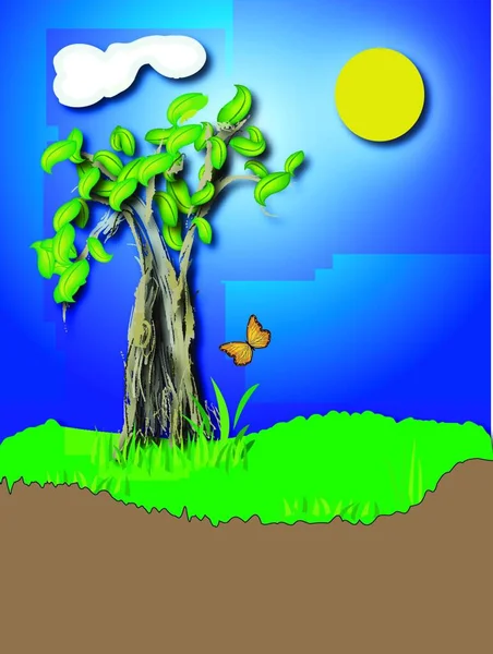 Drzewo Kolorowe Wektor Ilustracja — Wektor stockowy