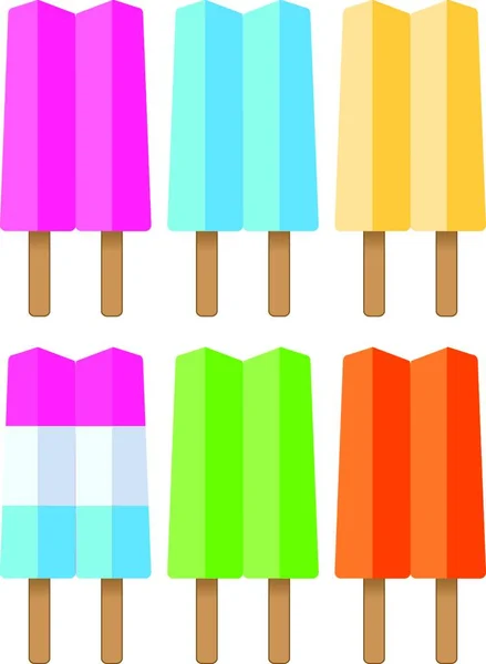 Collection Vectorielle Popsicle Illustration Vectorielle Colorée — Image vectorielle