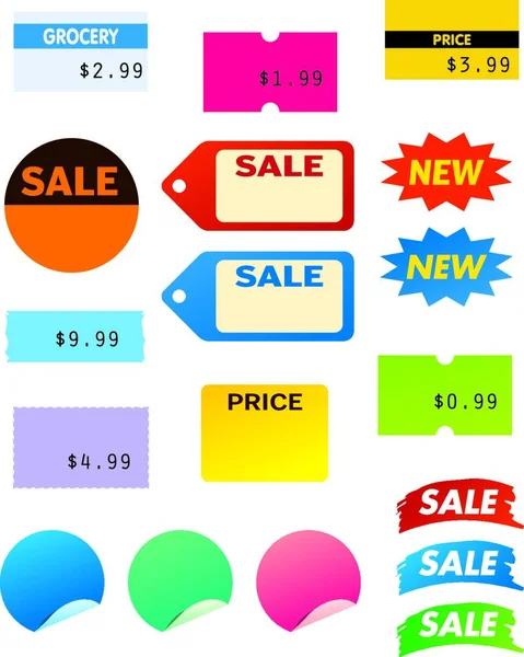Vector Sales Stickers Colorful Vector Illustration — Stock Vector