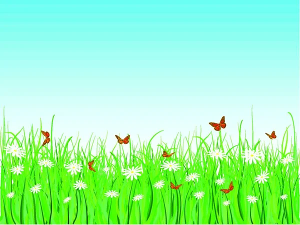 Schmetterlinge Und Blumen Vektor — Stockvektor