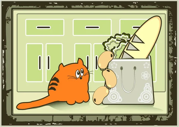 ภาพการ นแมวและล กแมว — ภาพเวกเตอร์สต็อก
