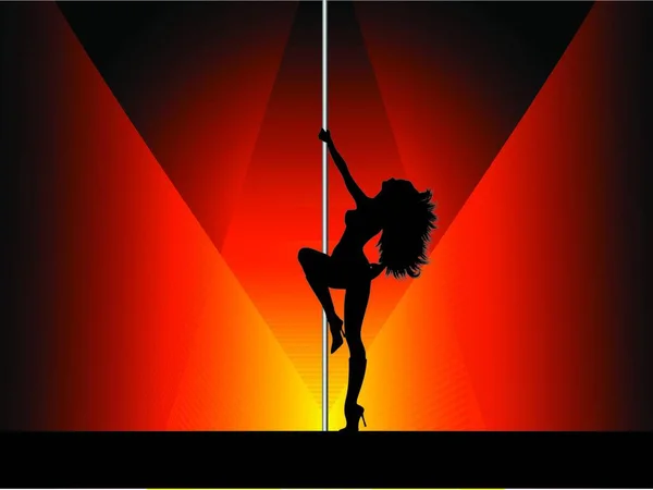 Pole Dancer Illustrazione Vettoriale Colorata — Vettoriale Stock