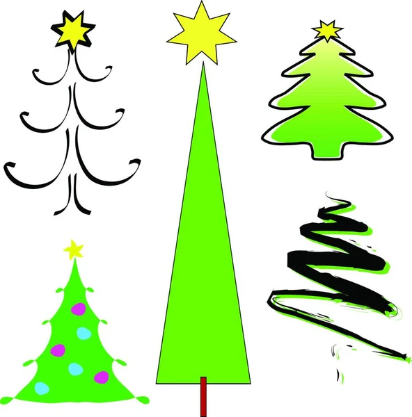 Vánoční Strom Barevné Vektorové Ilustrace — Stockový vektor