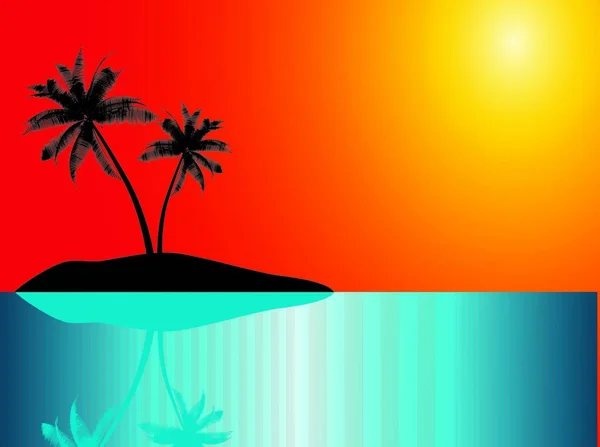 Palmen Auf Insel Vektor Illustration — Stockvektor