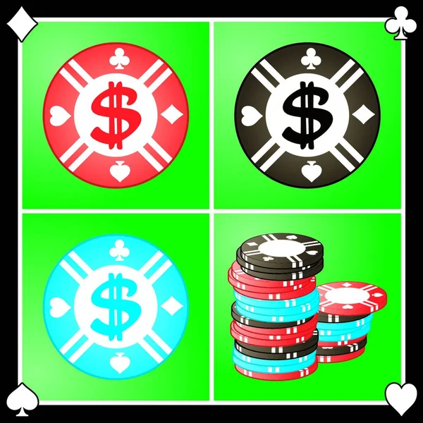 Sfondo Con Illustrazione Vettoriale Poker Chips — Vettoriale Stock