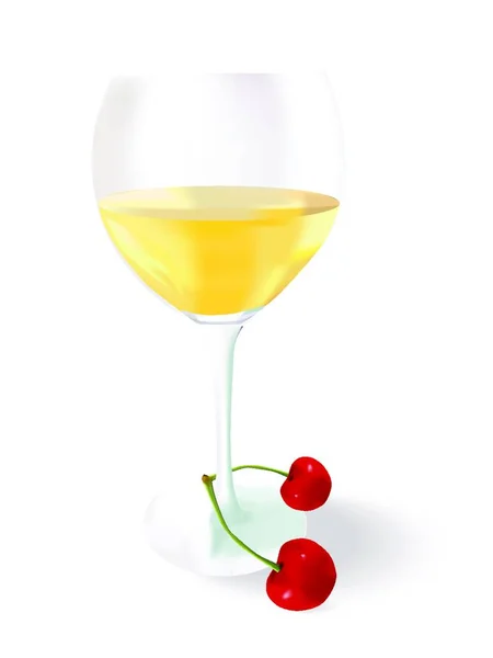 Επιδόρπιο Κρασί Και Κεράσια Διανυσματική Απεικόνιση — Διανυσματικό Αρχείο