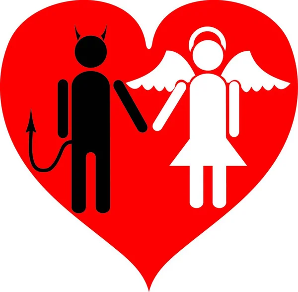 Diabo Anjo Amor —  Vetores de Stock