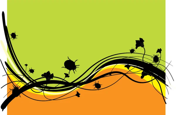 Ladybird Field Colorful Vector Illustration — Stock Vector
