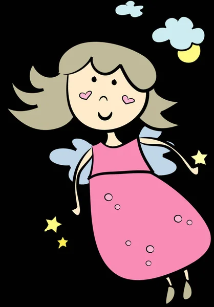 小さな漫画天使の女の子 — ストックベクタ