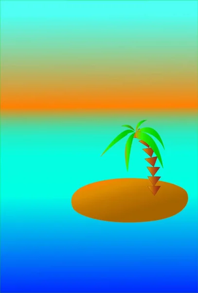 Insel Ozean Vektor Illustration — Stockvektor