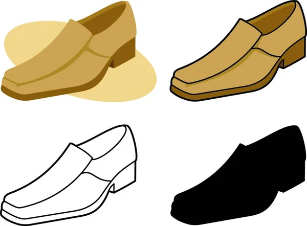 男性の靴セット シンプルなベクトルイラスト — ストックベクタ