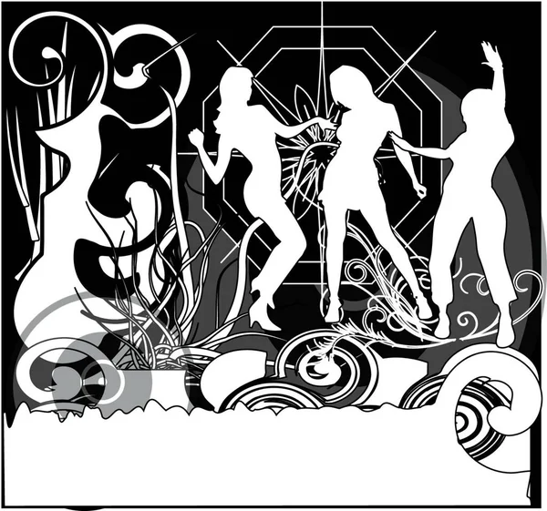 Baile Niñas Moderno Vector Ilustración — Archivo Imágenes Vectoriales