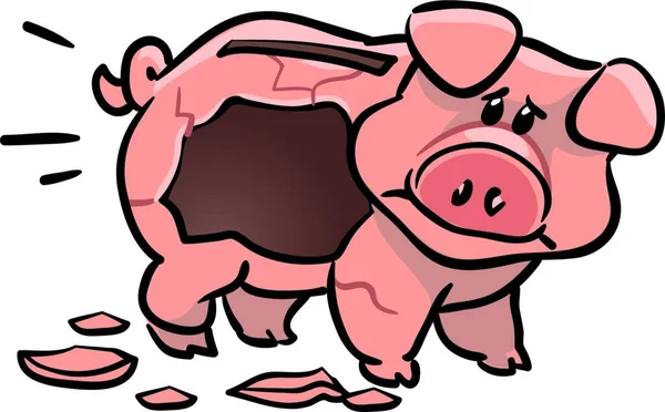 Broken Empty Piggy Bank Vector Illustration — Stock Vector