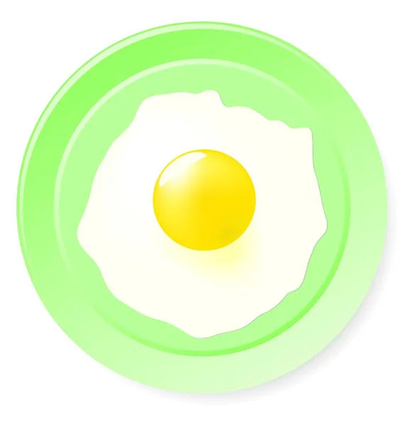 Stekt Ägg Grön Tallrik — Stock vektor