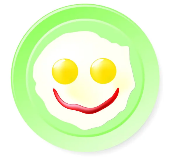 Gülümseme Şeklinde Kızarmış Yumurta Ketçap — Stok Vektör
