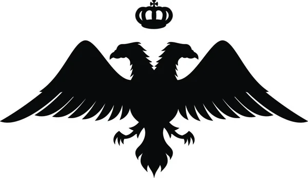 Doppelköpfige Adlersilhouette Mit Krone — Stockvektor