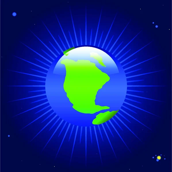Illustration Vectorielle Planète Rayonnante — Image vectorielle