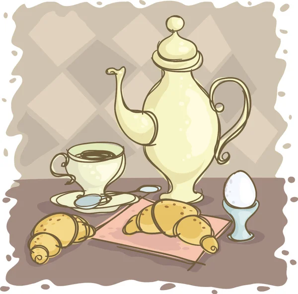Breakfast Modern Vector Illustration — Stock Vector