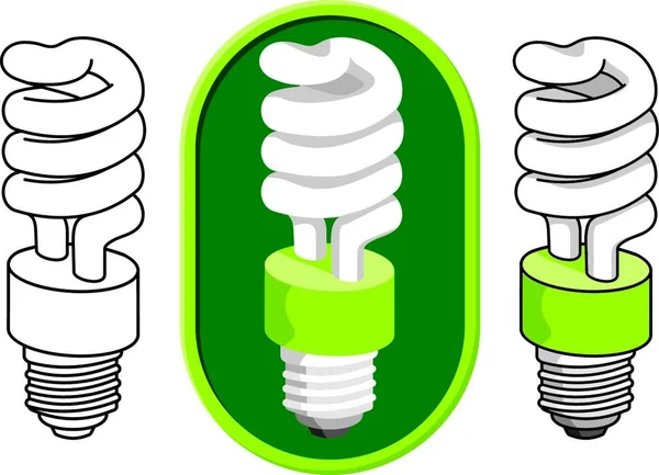 Spiral Compact Fluorescent Light Bulb — Stock Vector