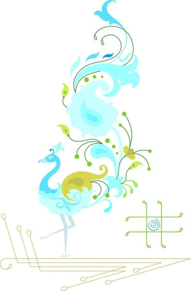 Peacock Ornamental Design Colorful Vector Illustration — Stock Vector