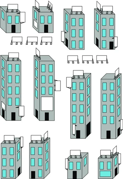 Buildings Signs Modern Vector Illustration — Stock Vector