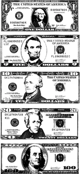 American Dollar Bills Trace Modern Vector Illustration — Stock Vector