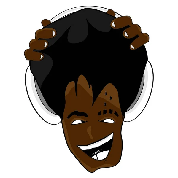 Afro Kapsel Cartoon Muziek Gezicht Vector Illustratie — Stockvector