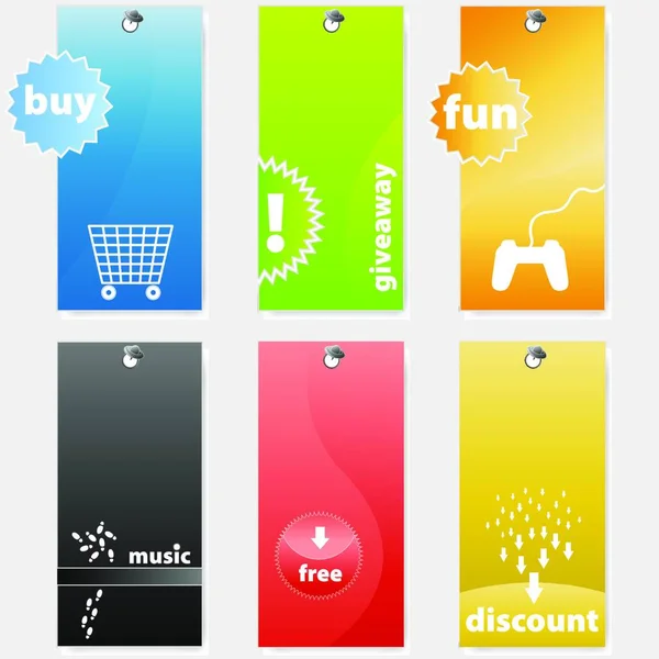Set Modern Colorful Themed Shopping Tags — Stock Vector