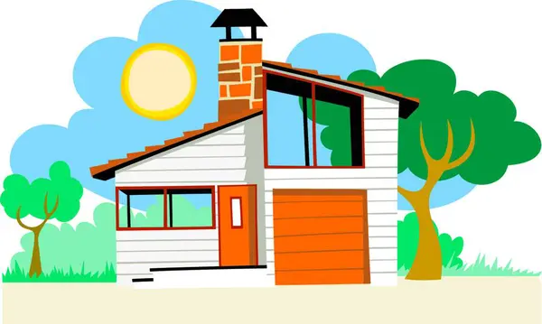 Summer House Graphic Vector Illustration — Stock Vector