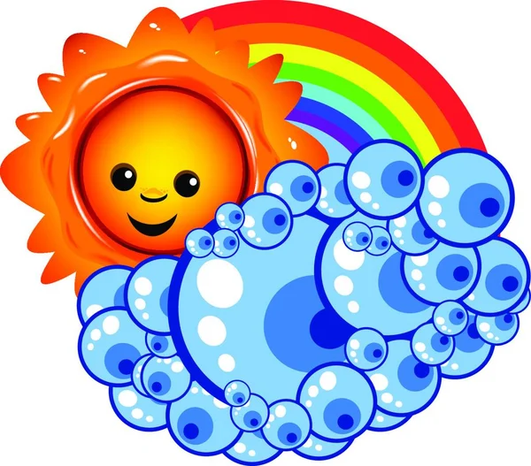 Sunny Cloud Rainbow Graphic Vector Illustration — Stock Vector