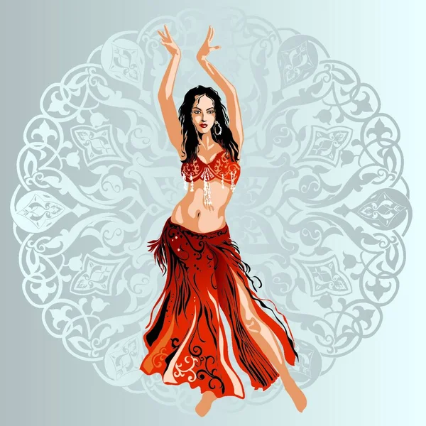 有装饰背景的舞蹈演员 图形矢量插图 — 图库矢量图片
