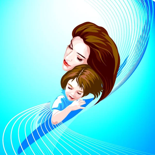 Mother Daughter Graphic Vector Illustration — Stock Vector