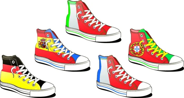 Sepatu Dengan Bendera Gambar Vektor Ilustrasi - Stok Vektor