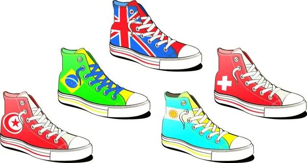 Sapato Com Bandeiras Ilustração Vetorial Gráfica — Vetor de Stock