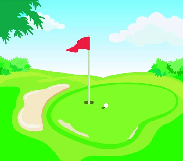 Illustration Vectorielle Moderne Parcours Golf — Image vectorielle