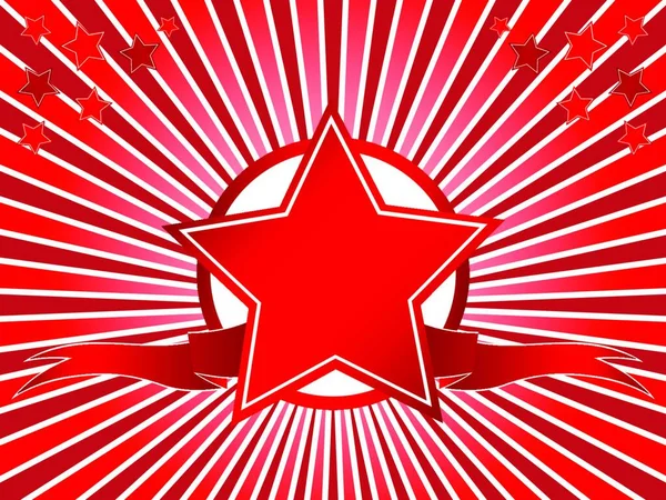 Red Star Ribbon Moderne Vector Illustratie — Stockvector