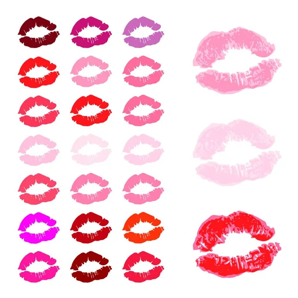 Dudaklar Öpücük Rengi Renkli Vektör Çizimi — Stok Vektör