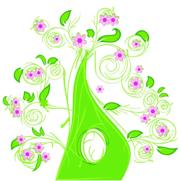 Hermoso Árbol Floral Vector Ilustración — Archivo Imágenes Vectoriales