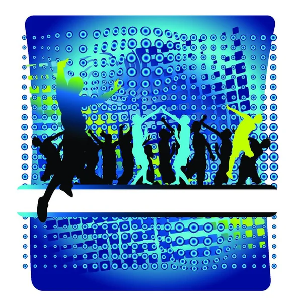 Vie Club Gens Dansent Cadre Fluide — Image vectorielle