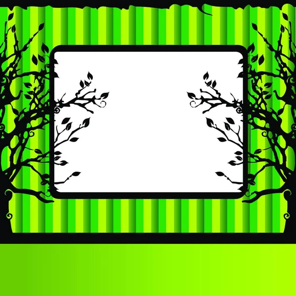 Baumsilhouette Grüner Hintergrund — Stockvektor