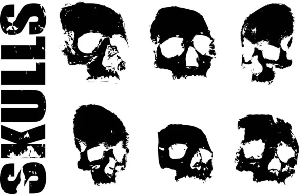 グラニー人間の頭蓋骨セットベクトルイラスト — ストックベクタ