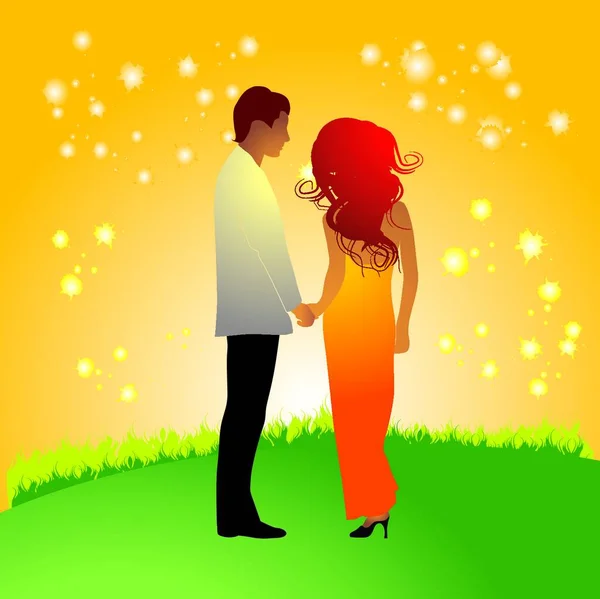 Happy Couple Est Amoureux Illustration Vectorielle — Image vectorielle
